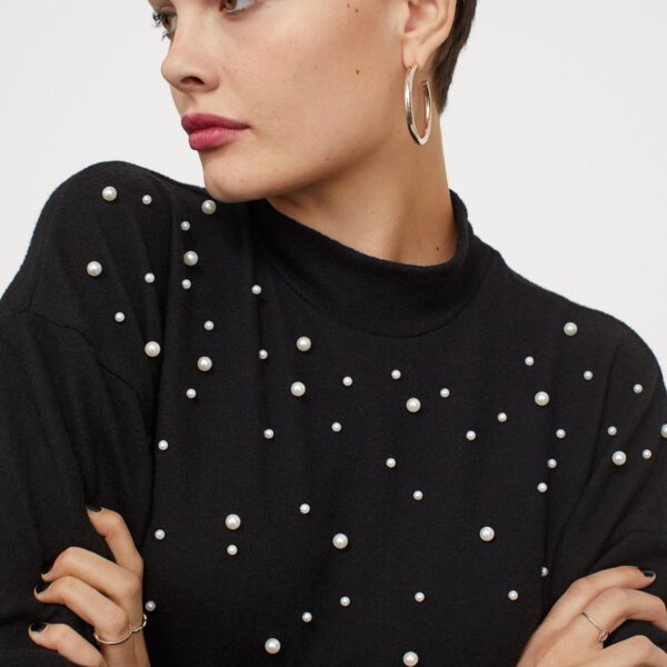 White Embellished Satin Through Blouse